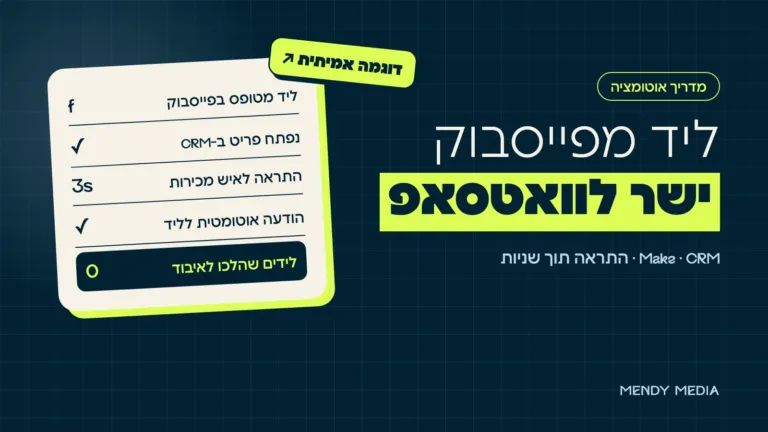 חיבור ליד מפייסבוק ל-CRM ולוואטסאפ תוך שניות