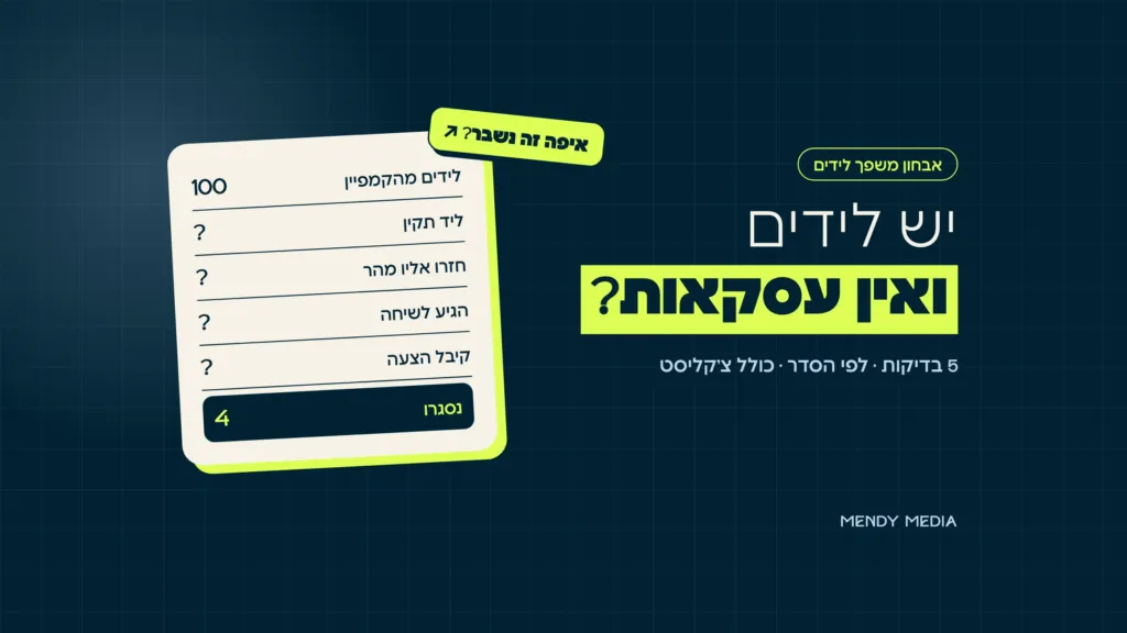 לידים לא איכותיים ואין עסקאות: משפך מ-100 לידים ל-4 עסקאות